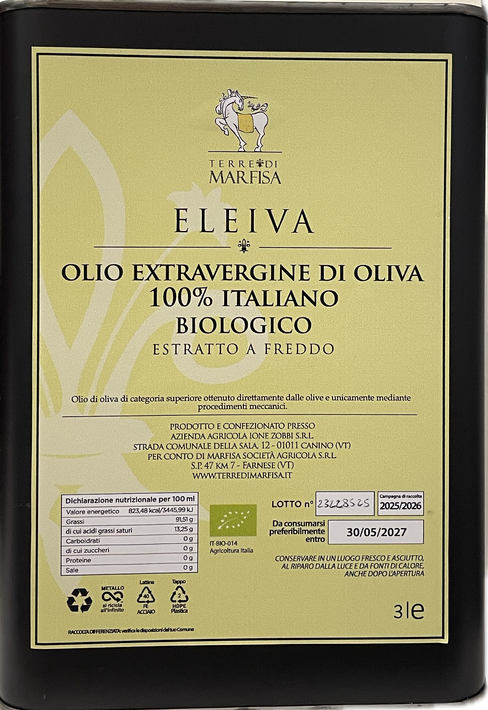 ELEIVA - OLIO EVO BIO 3L - 2025 - immagine 2